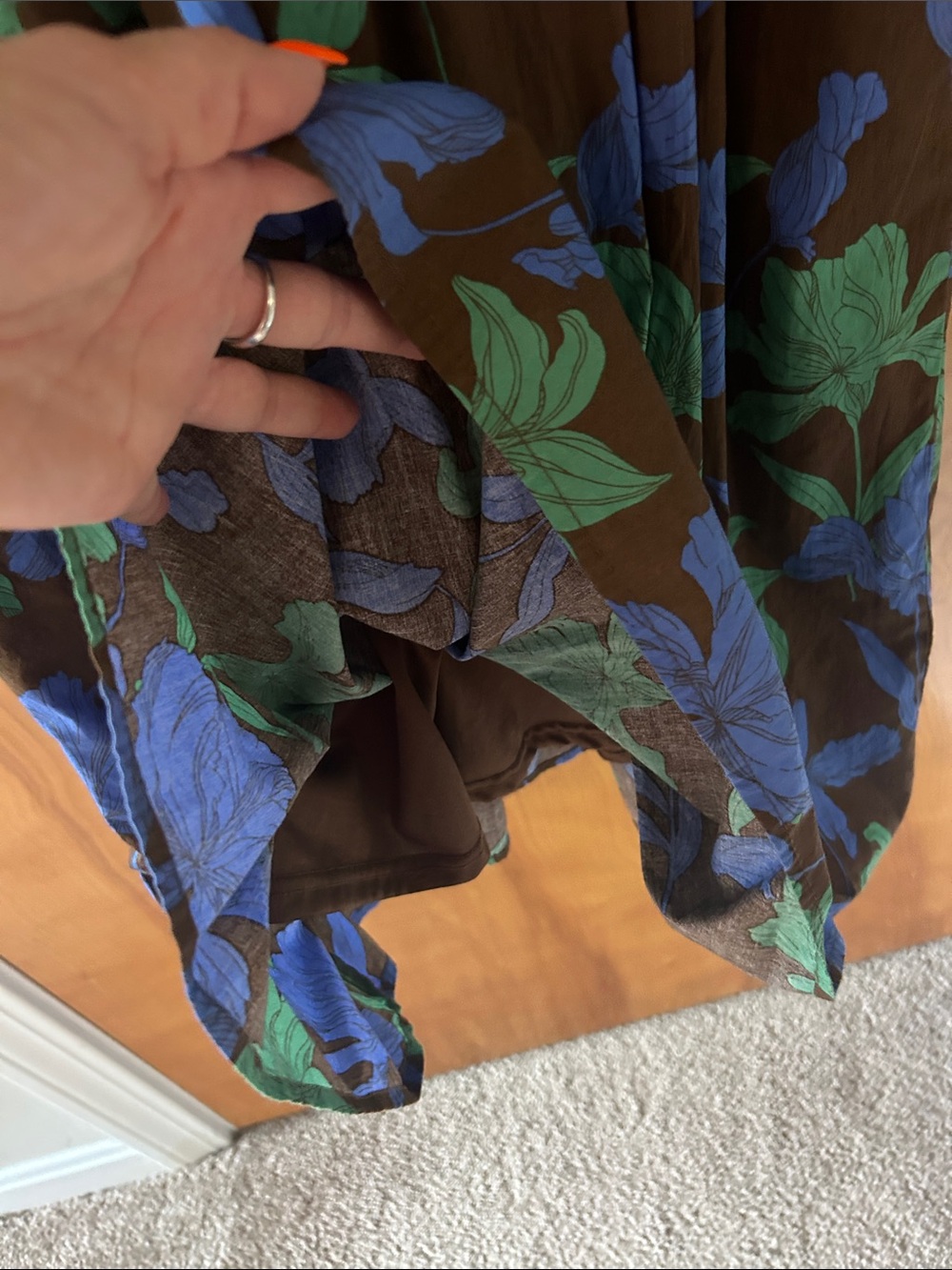 Moon River tropical Maxi Dress with Blue & Green Floral Print - Picture 8 of 9